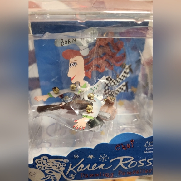 Karen Rossi Fun Metal Art Ornament Dazzling Damselles Lady CHEF Born to Cook - Picture 3 of 7